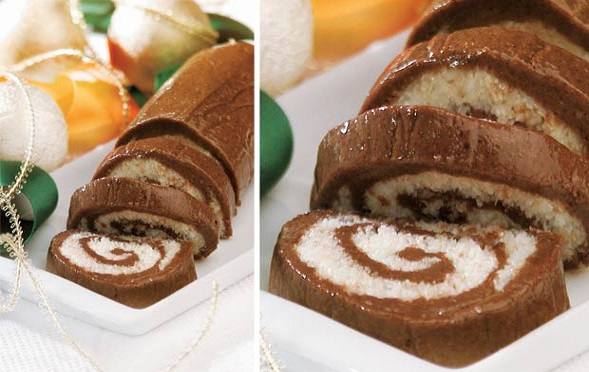 Rocambole de Chocolate com Coco