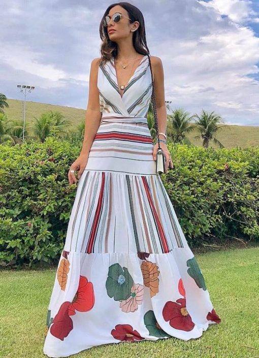 vestidos longos estampados tendências 2019